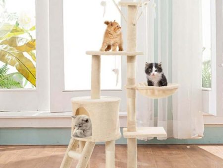 Cat Tree With Scratching Posts Perches, Basket Lounger And Ladder Discount